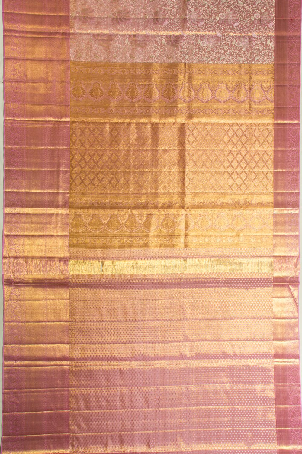 Kanchipuram Silk Tissue Brocade Pastel Pink Saree