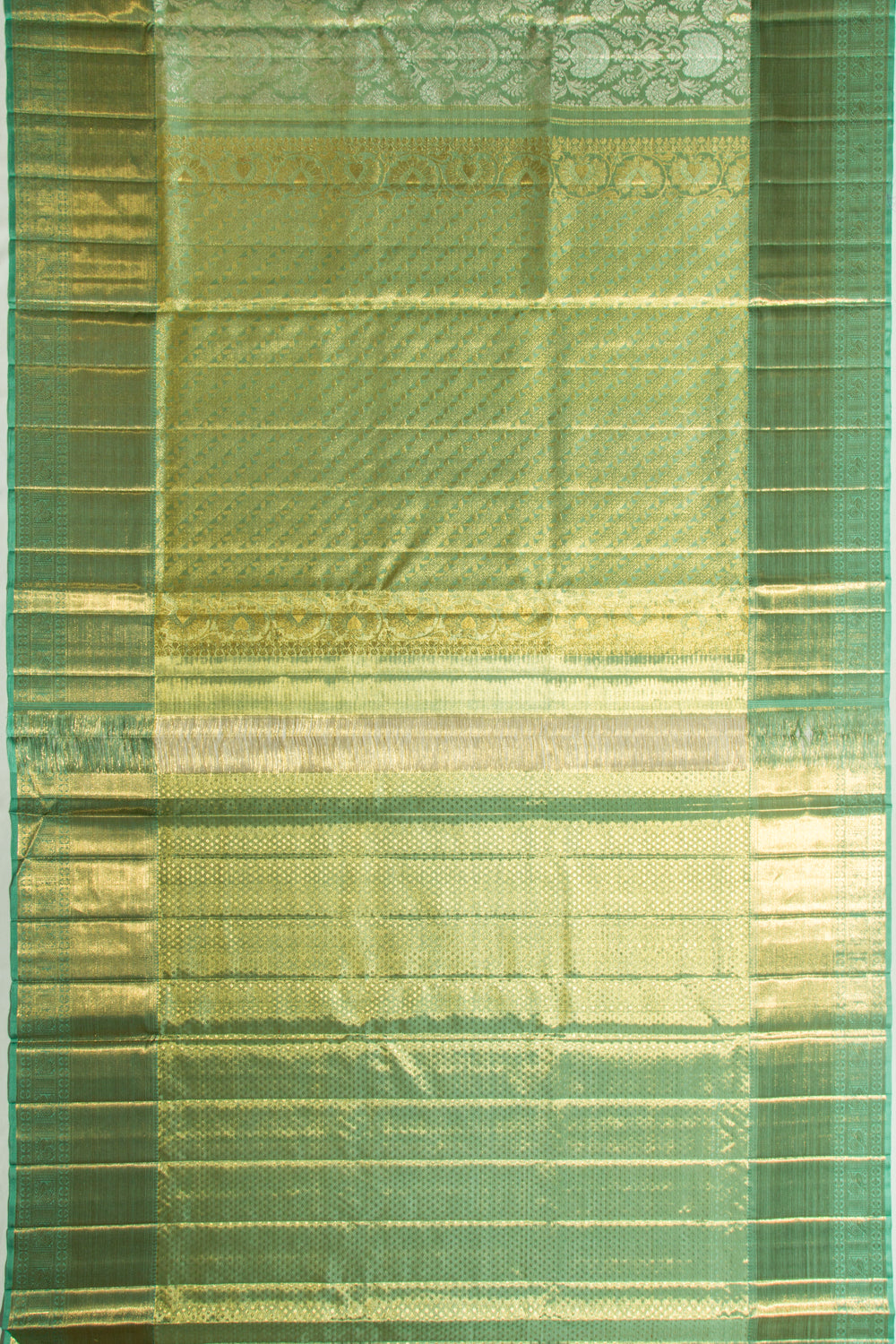 Kanchipuram Silk Tissue Brocade Green Saree