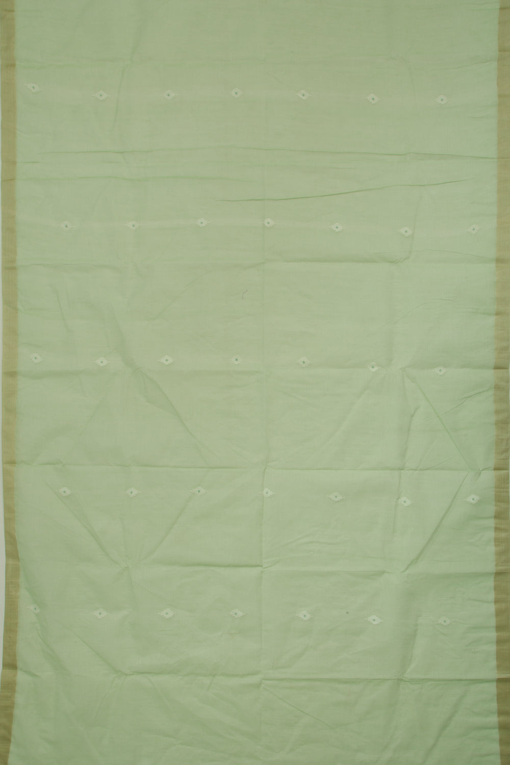 Dhakai Handspun Cotton Floral Butta Pastel Green Saree