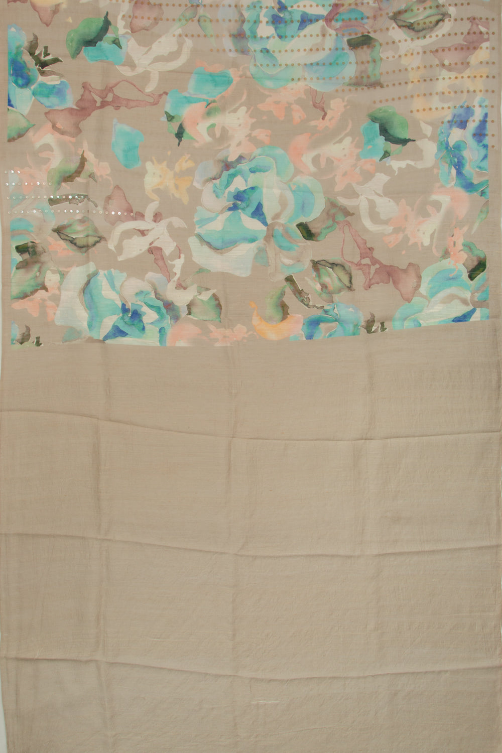 Organza Floral Printed Snuff Saree With Sequins