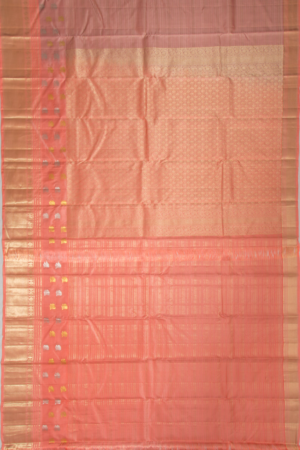Taranga Kanchi Silk Horizontal Lines Pastel Brown Saree