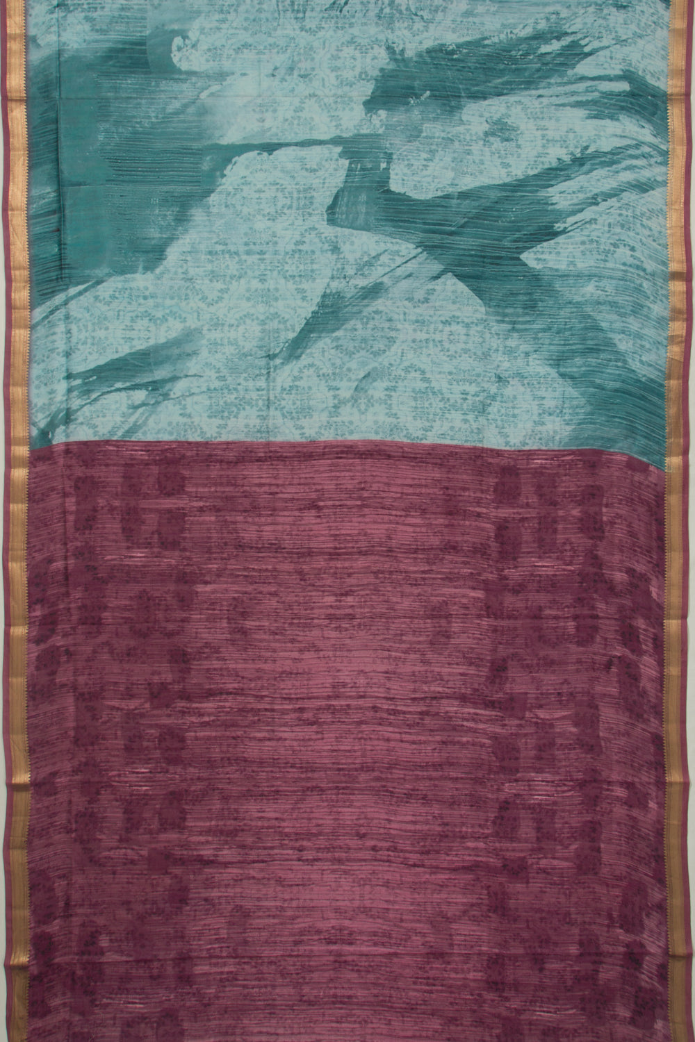 Tussar Printed Blue Saree