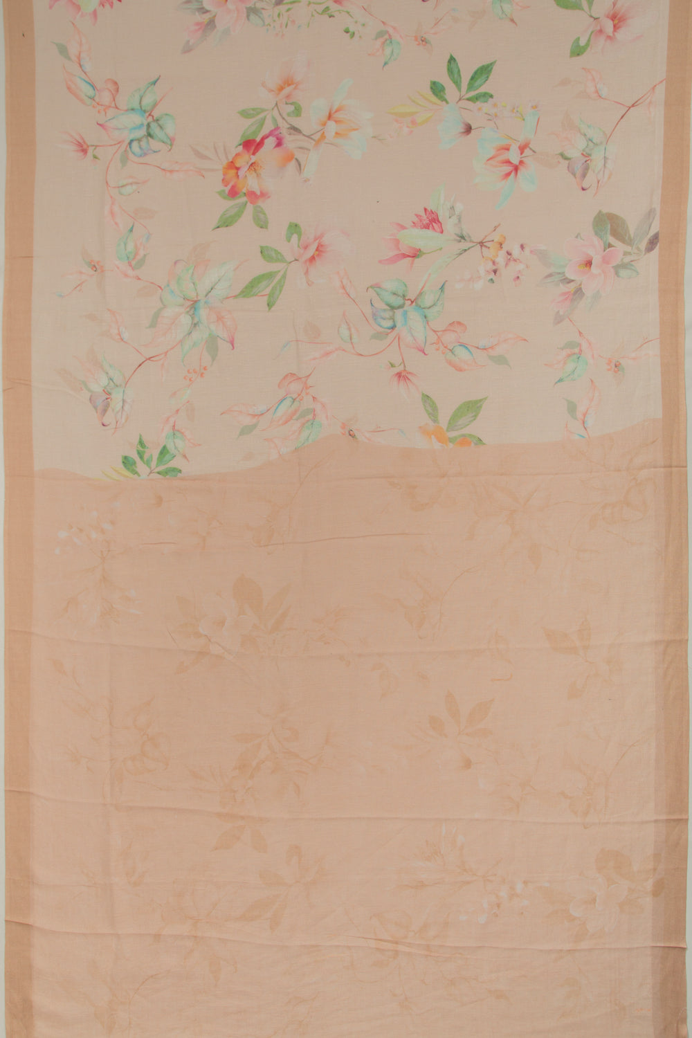 Linen Floral Printed Peach Saree