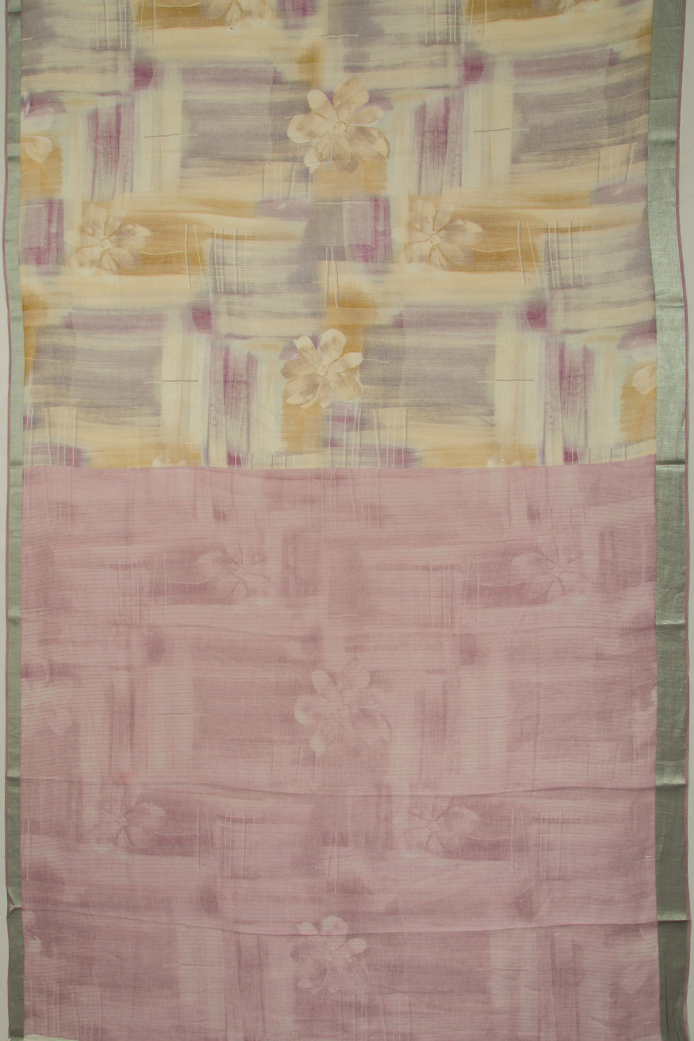 Tussar Printed Pink Saree
