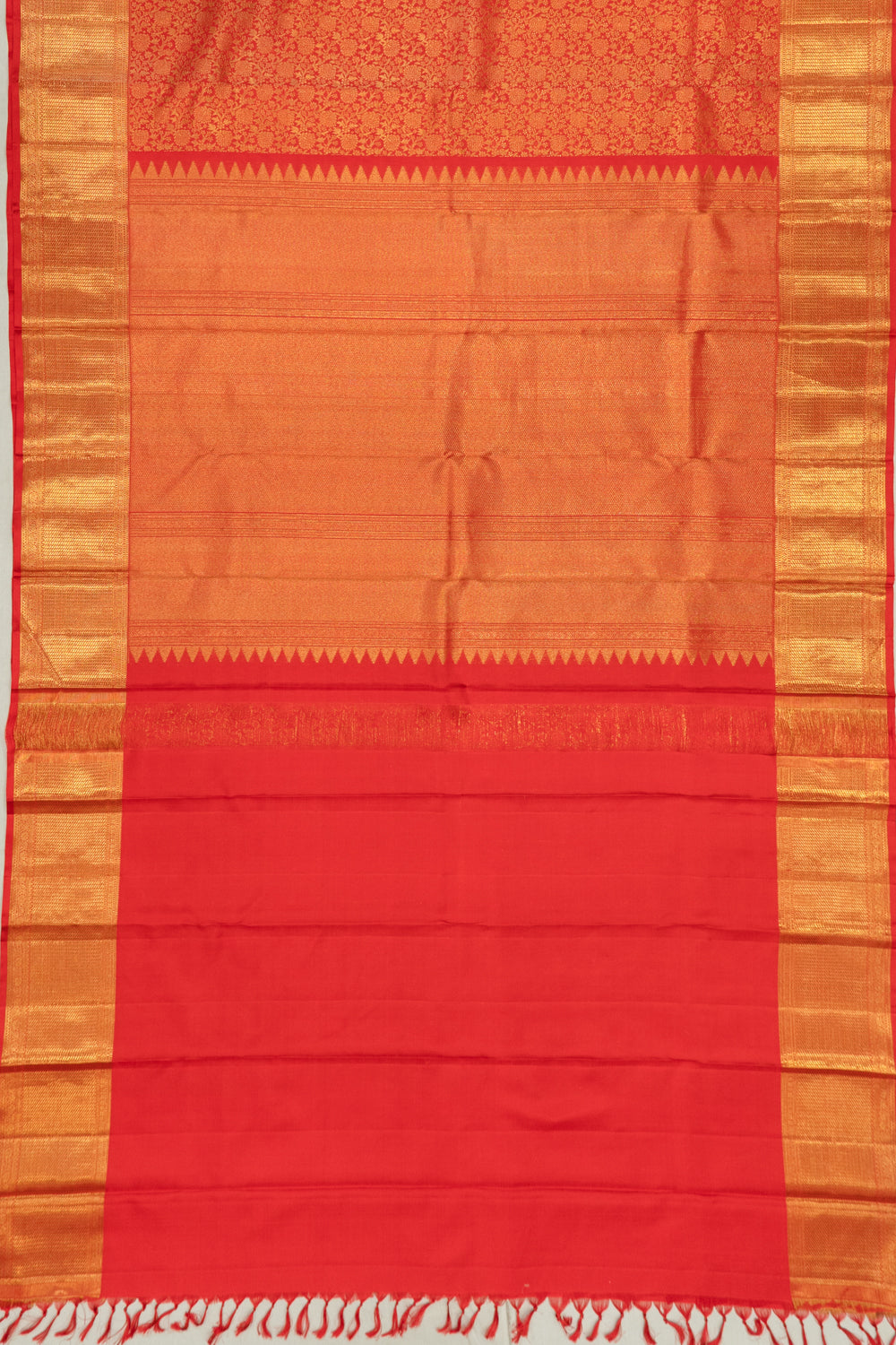 Kanchipuram Silk Brocade Red Saree