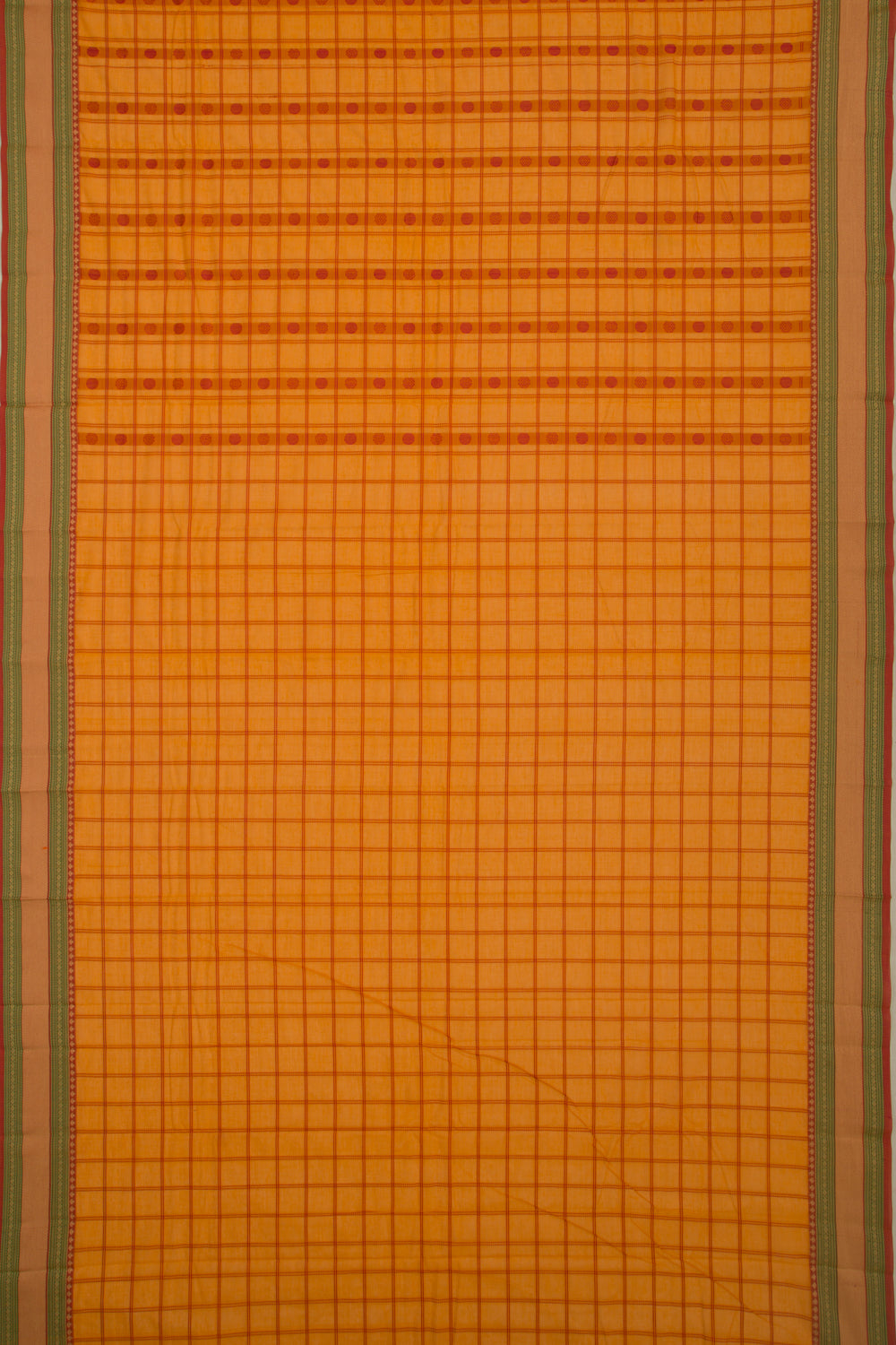 Chettinad Cotton Checks And Butta Mustard Yellow Saree