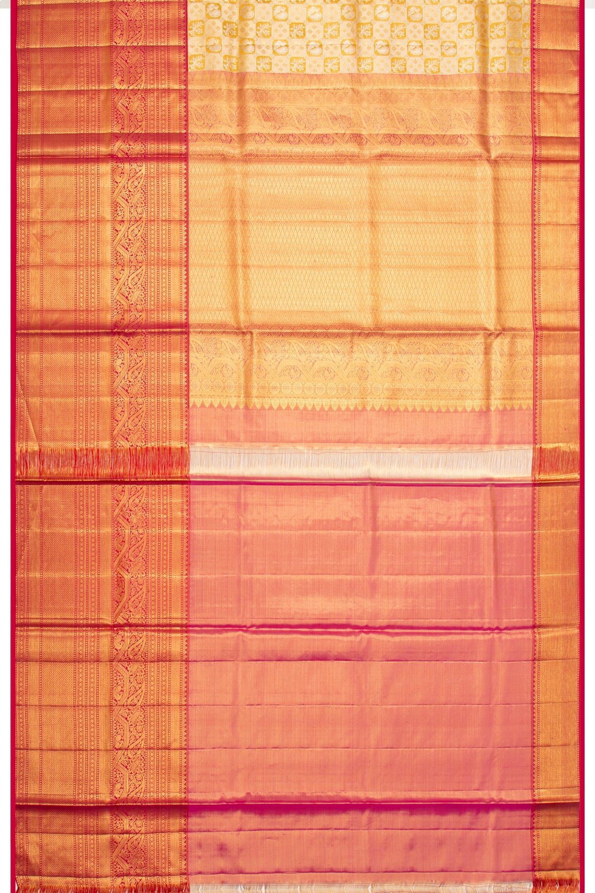 Kanchipuram Silk Tissue Brocade Gold Saree