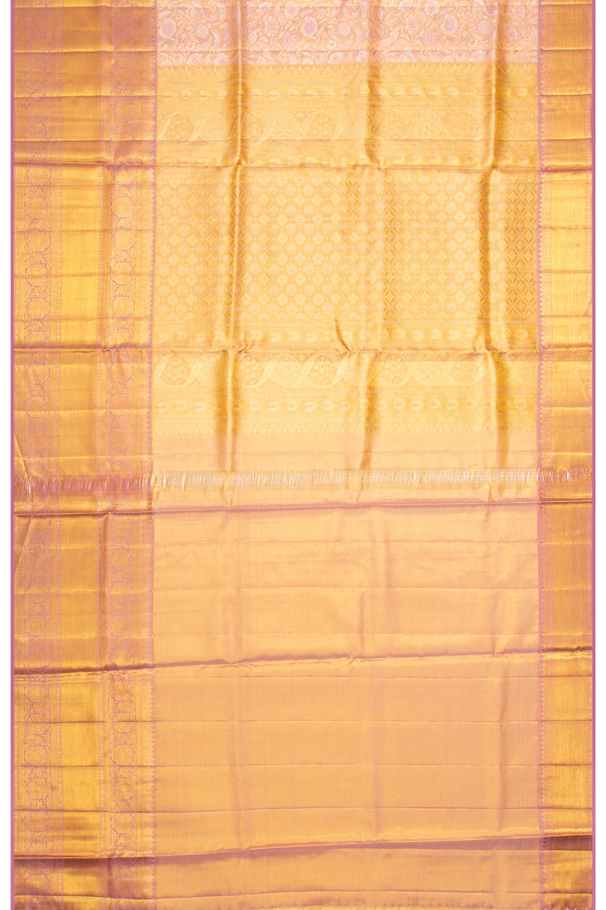 Kanchipuram Silk Tissue Brocade Pink Saree