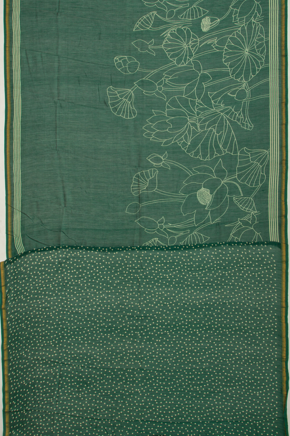 Chanderi Cotton Block Printed Green Saree