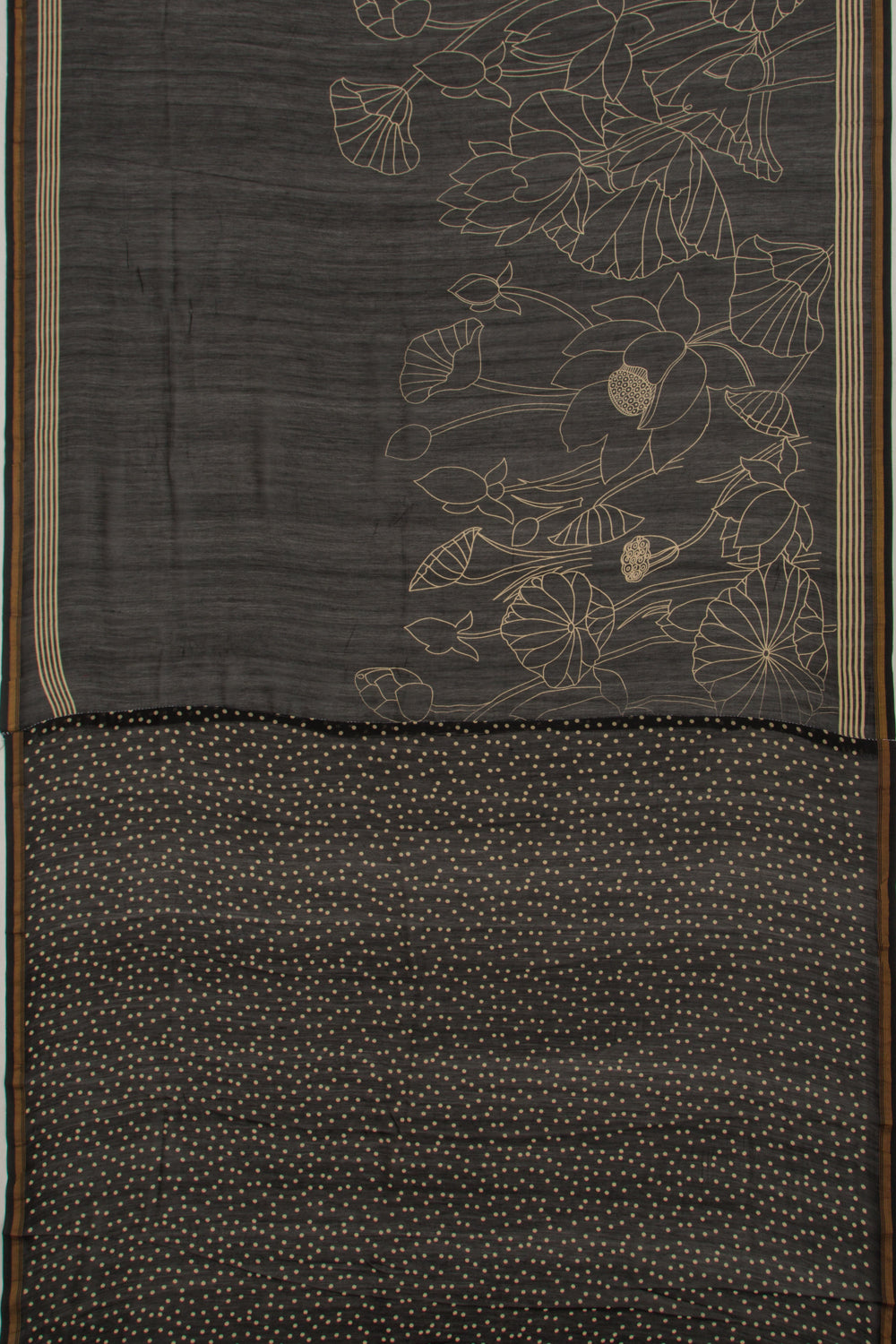 Chanderi Cotton Block Printed Black Saree