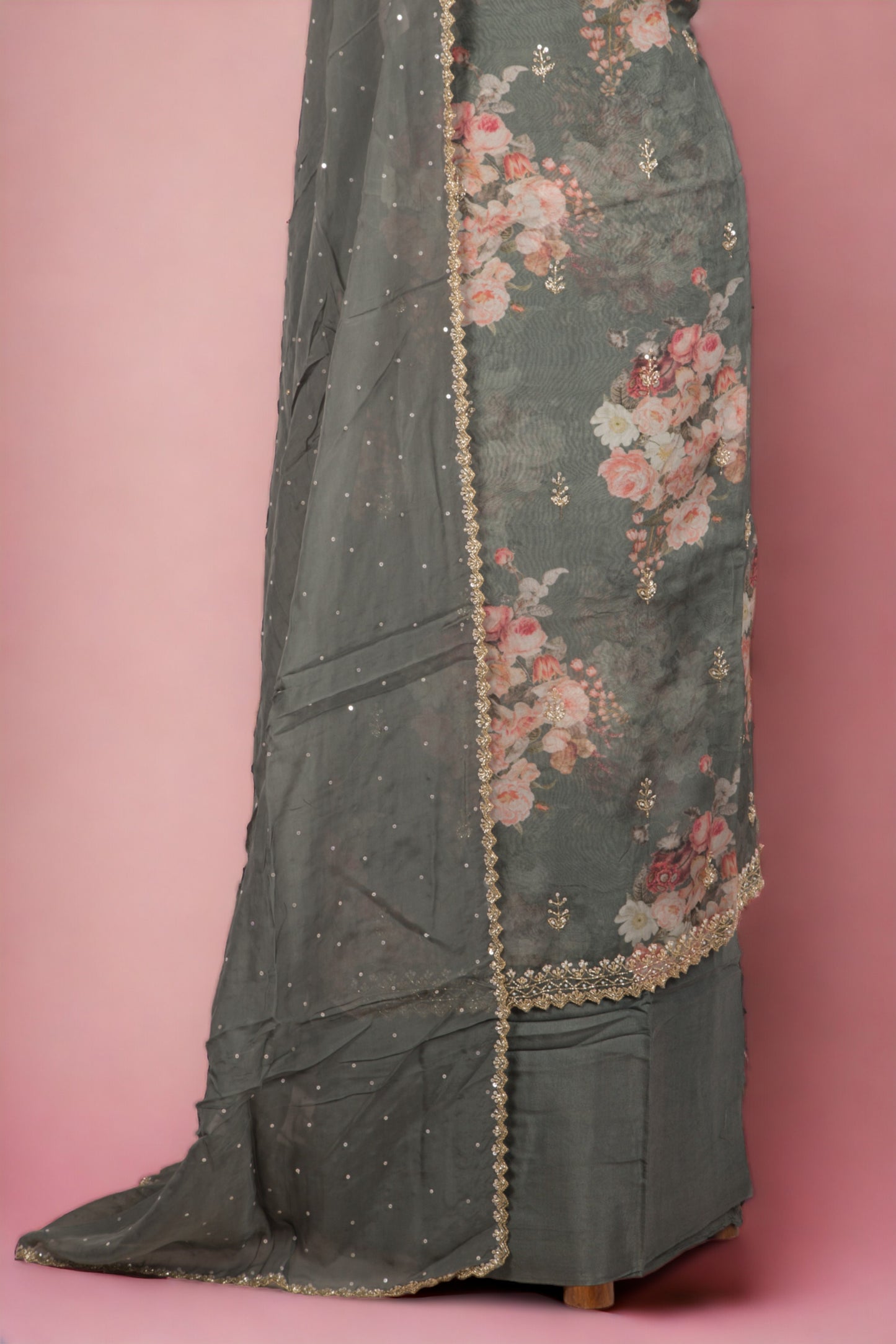 Organza Grey Salwar Suit Set