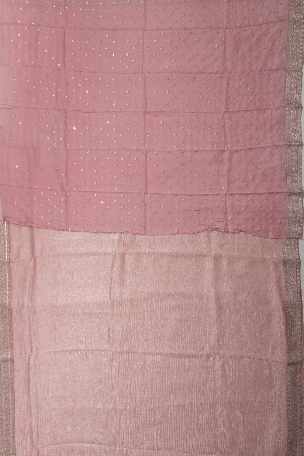 Organza Tissue Pink Crush Saree With Shikwa Embroidery Border