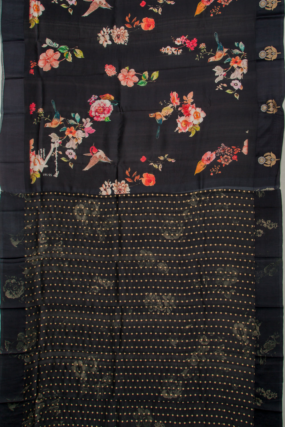 Banarasi Silk Katan Floral Printed Black Saree