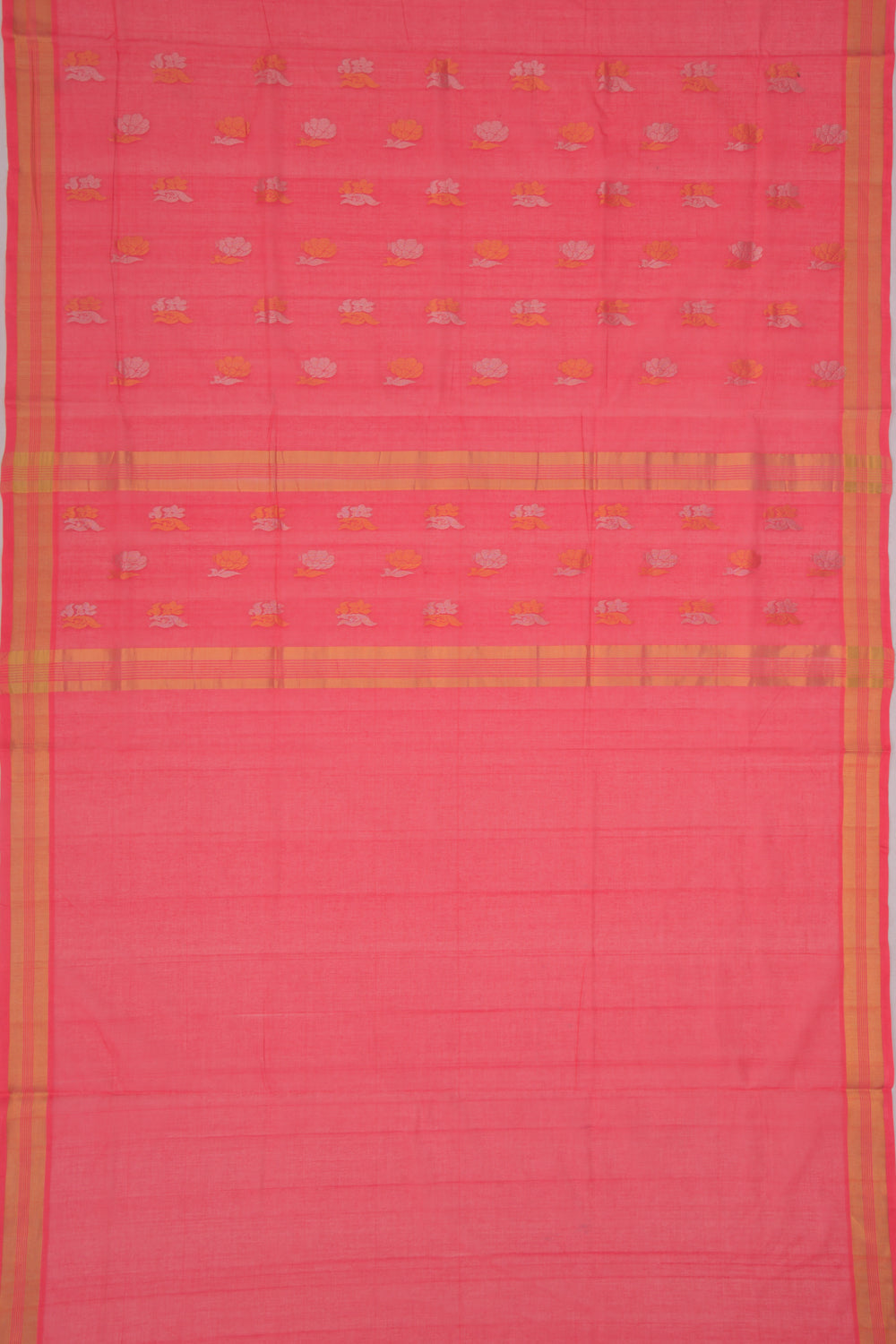 Venkatagiri Cotton Butta Redish Pink Saree
