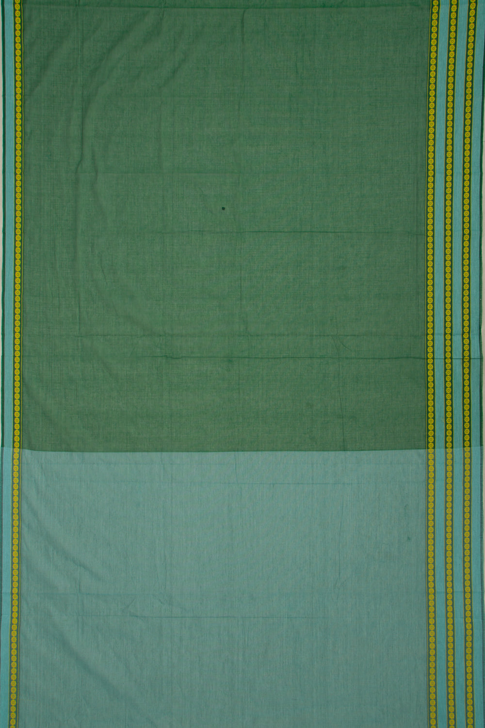 Venkatagiri Cotton Plain Bottle Green Saree