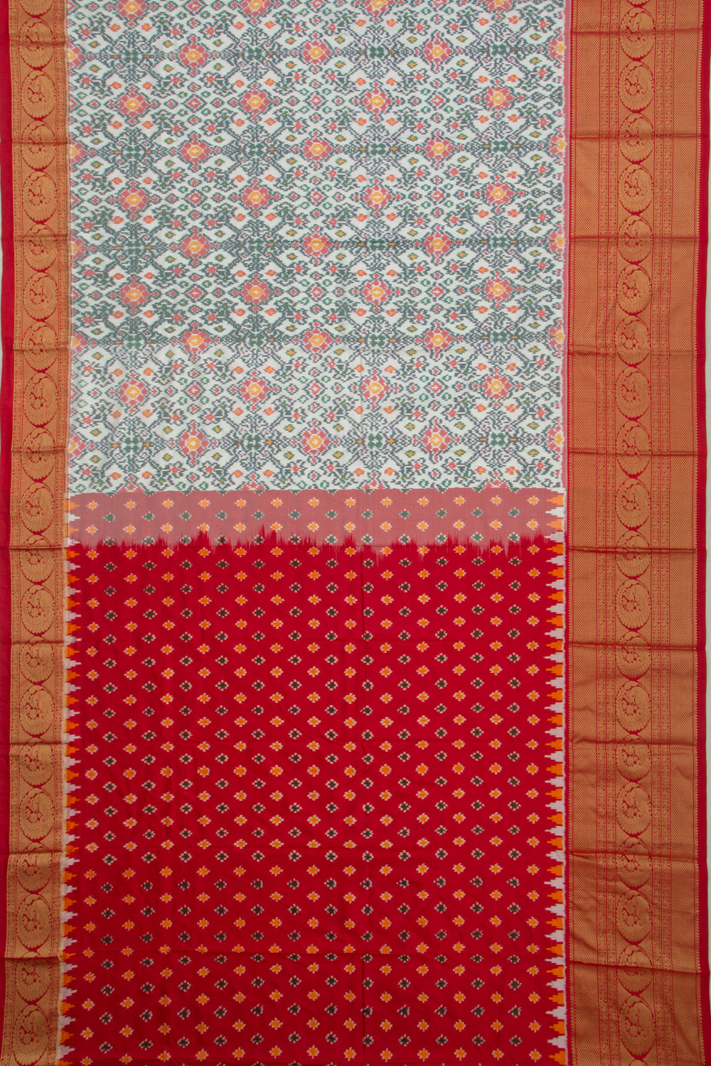 Kanchipuram Silk Ikat White Saree