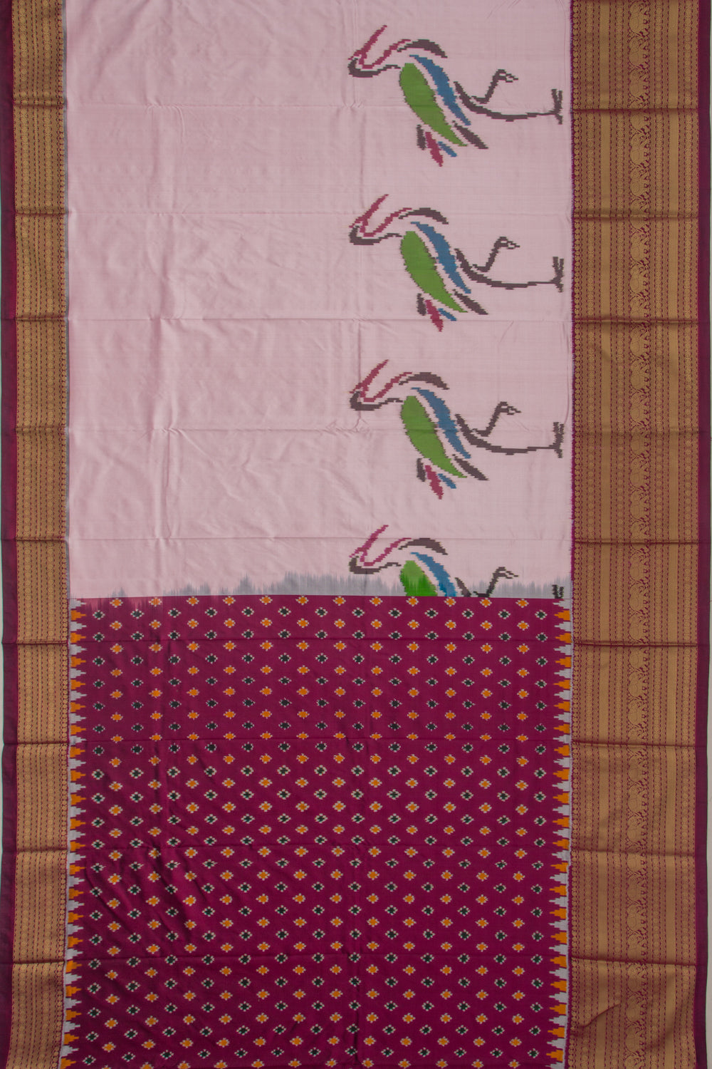 Kanchipuram Silk Ikat Peach Saree