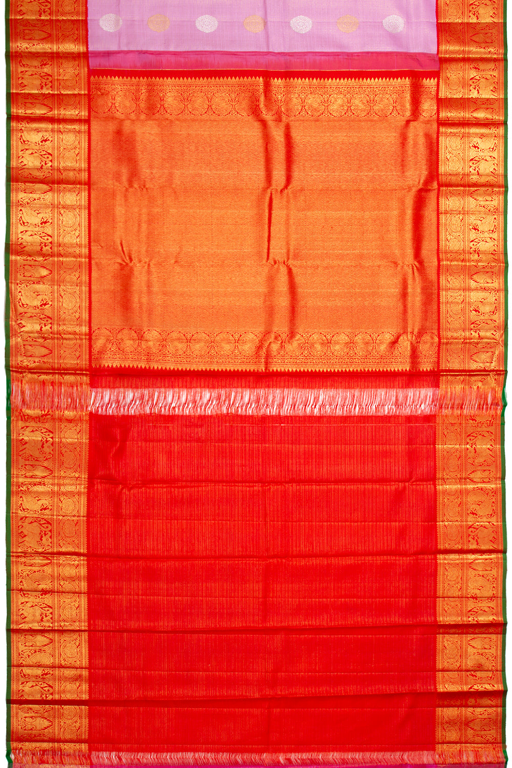 Kanchipuram Silk Checks And Butta Lavender Saree