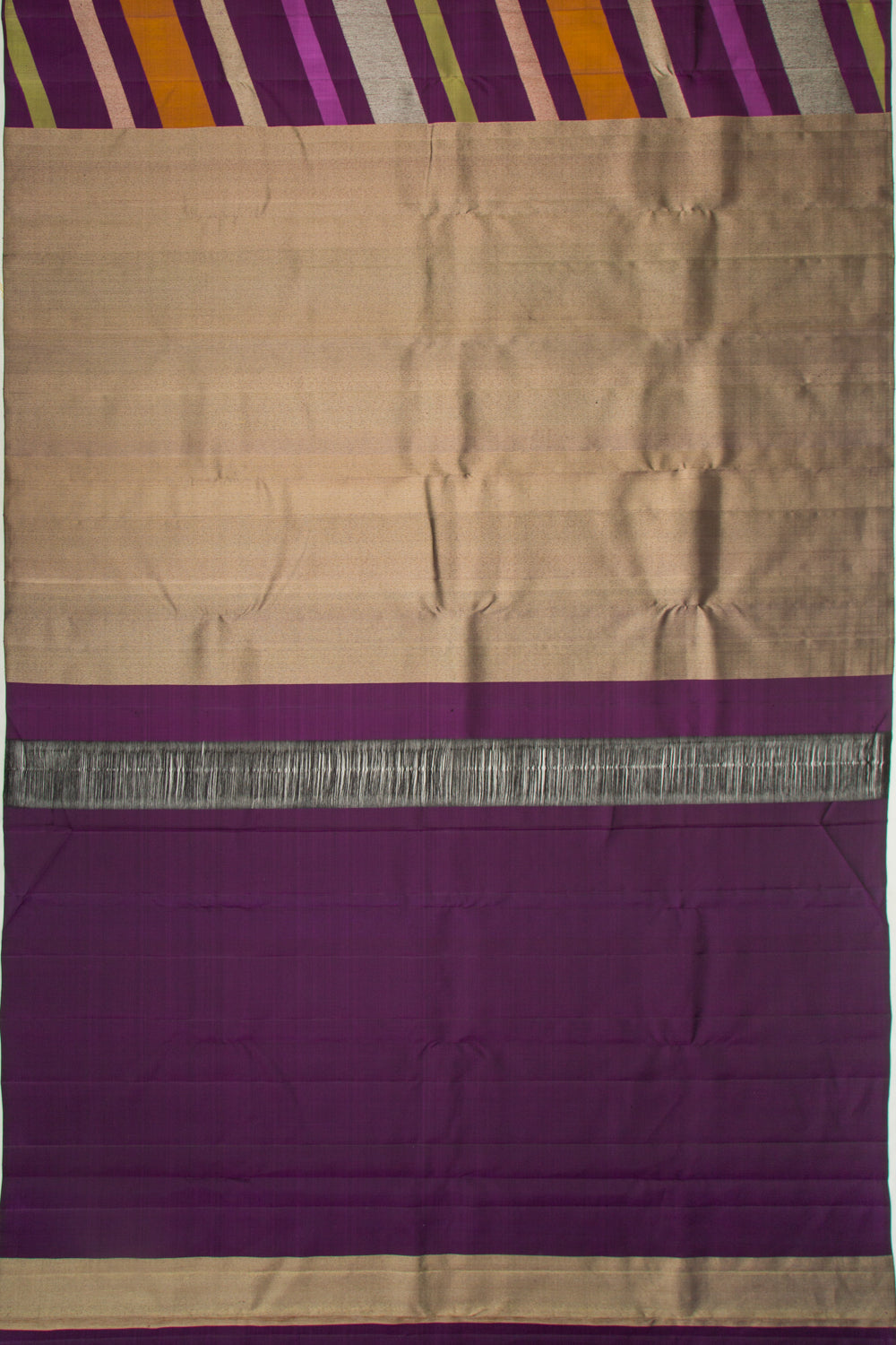 Kanchipuram Silk Diagonal Lines Purple Saree