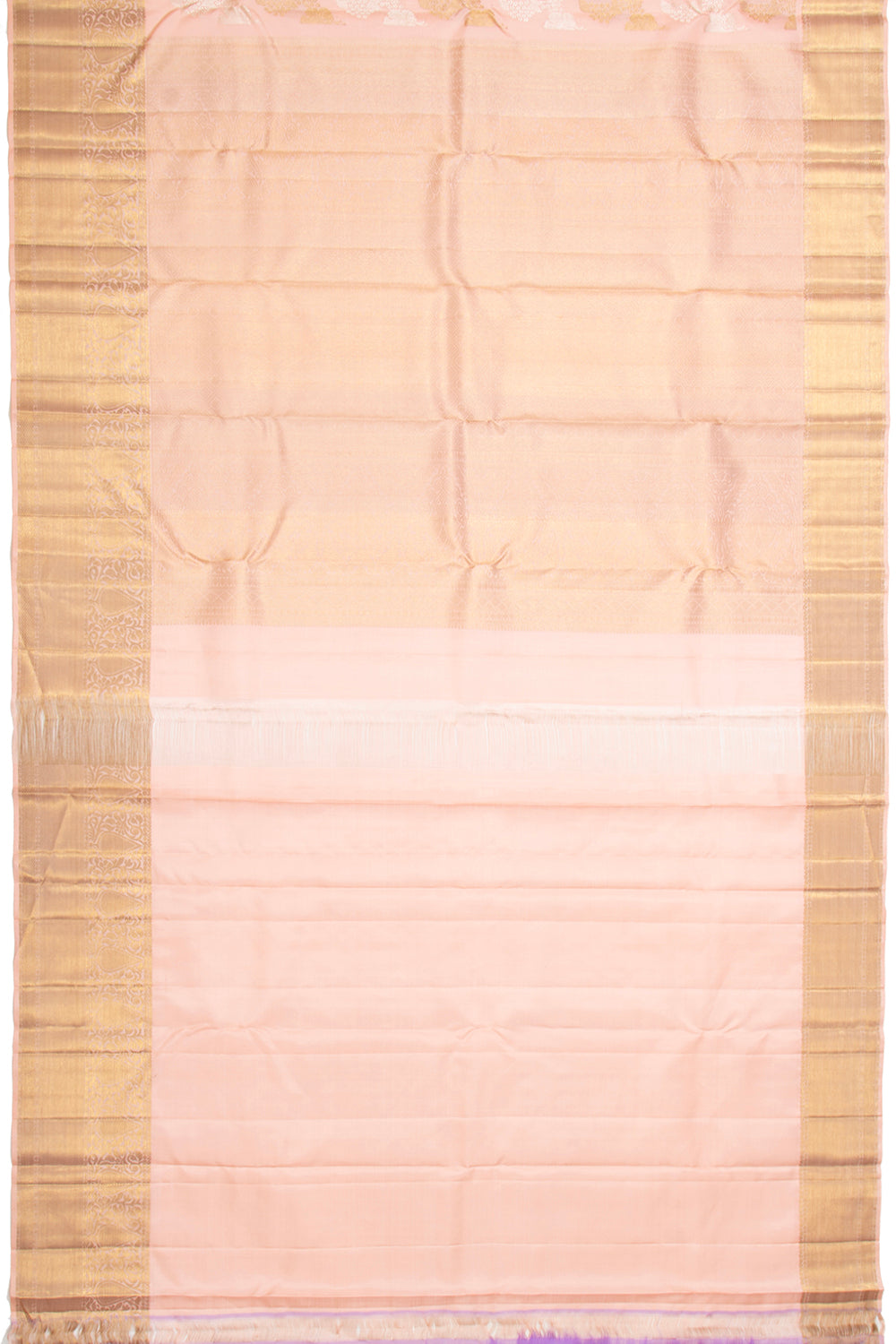 Kanchipuram Silk Lehariya Jaal Peach Saree