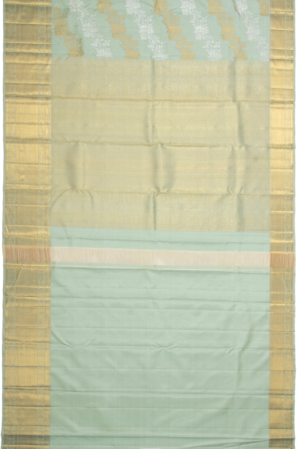 Kanchipuram Silk Lehariya Jaal Sea Blue Saree