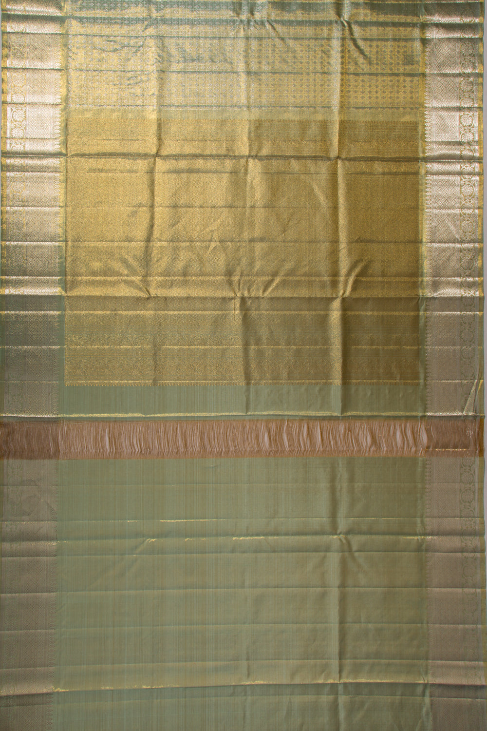 Kanchipuram Silk Tissue Checks And Butta Green Saree