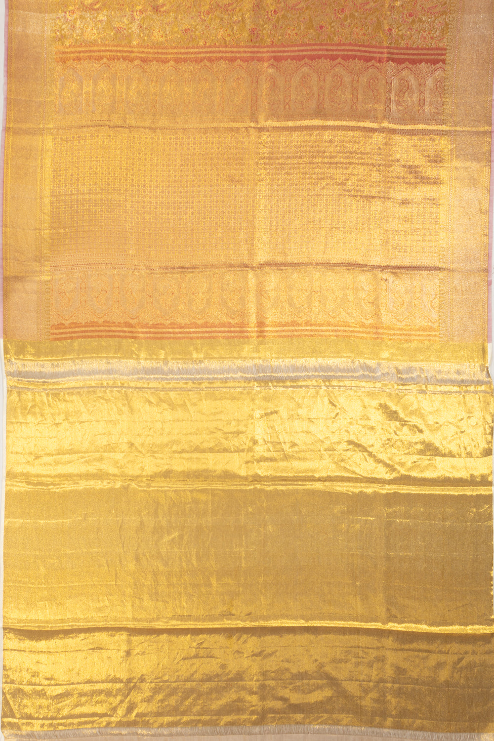 Kanchipuram Silk Tissue Brocade Gold Saree