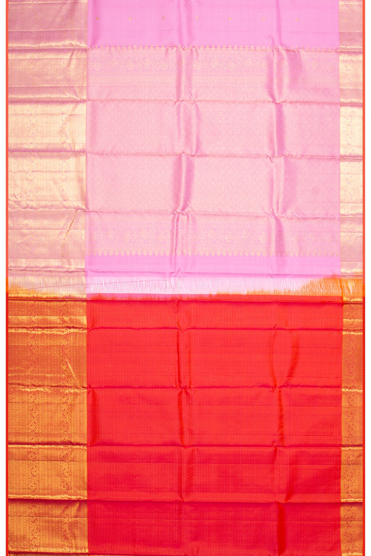 Kanchipuram Silk Checks And Butta Lavender Saree