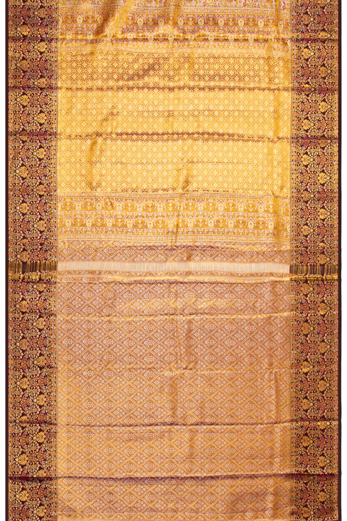Kanchipuram Silk Tissue Brocade Yellow Saree