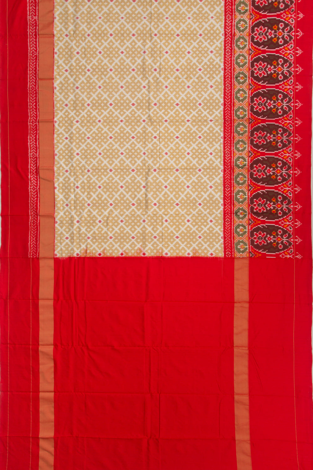 Pochampally Silk Ikat Cream Saree