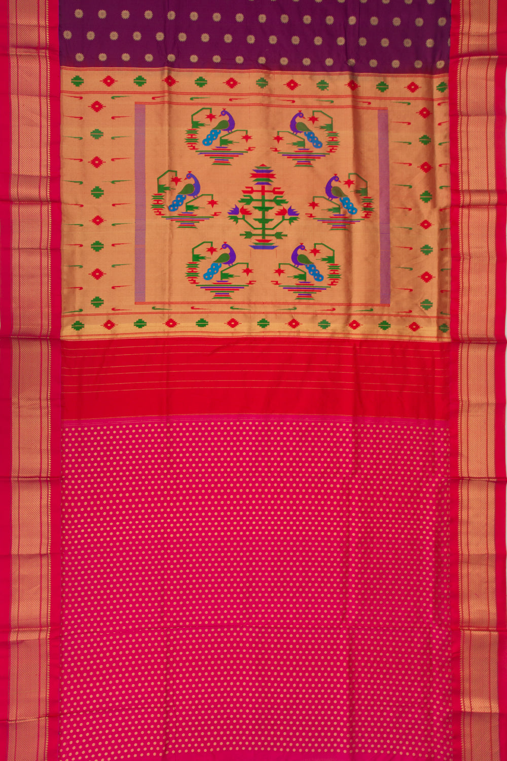 Muniya Silk Butta Purple Saree With Paithani Inspired