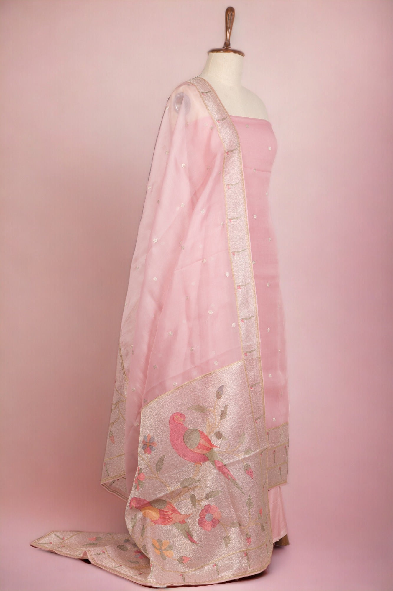 Organza Embroidery Pink Salwar Suit Set