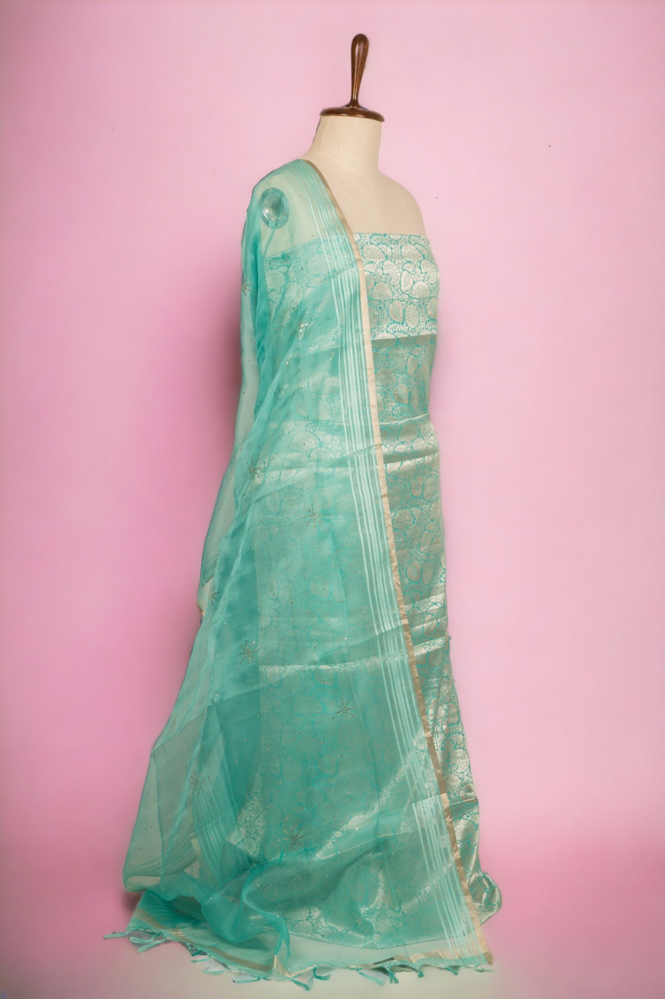 Banarasi Silk Sea Green Salwar Suit Set