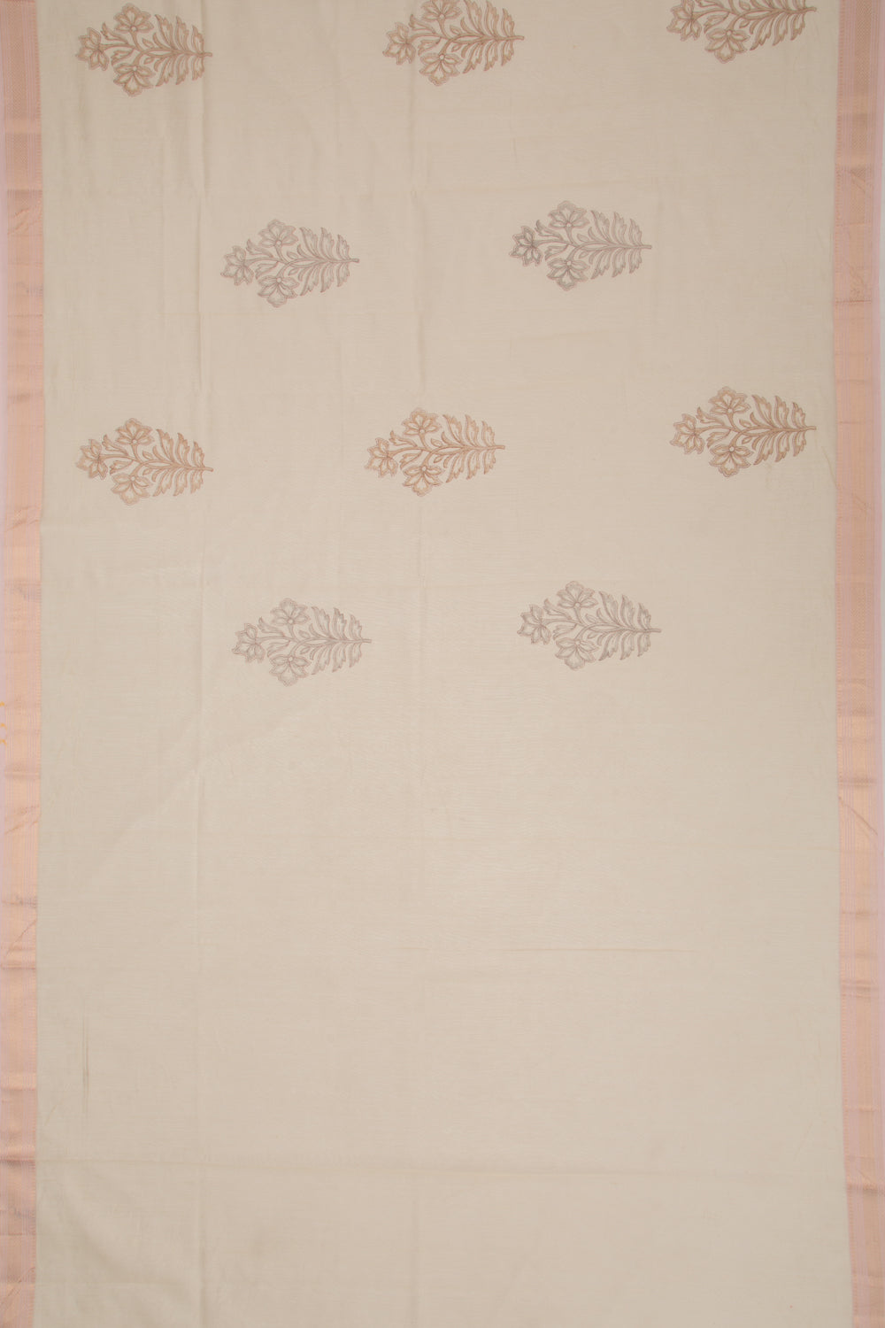 Chanderi Cotton Printed Butta Cream Saree