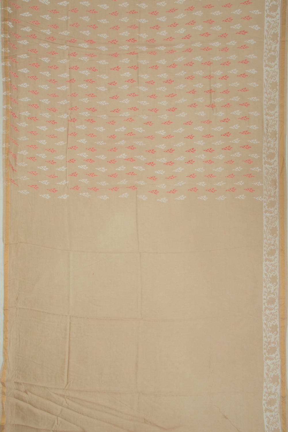 Chanderi Cotton Printed Khakhi Saree