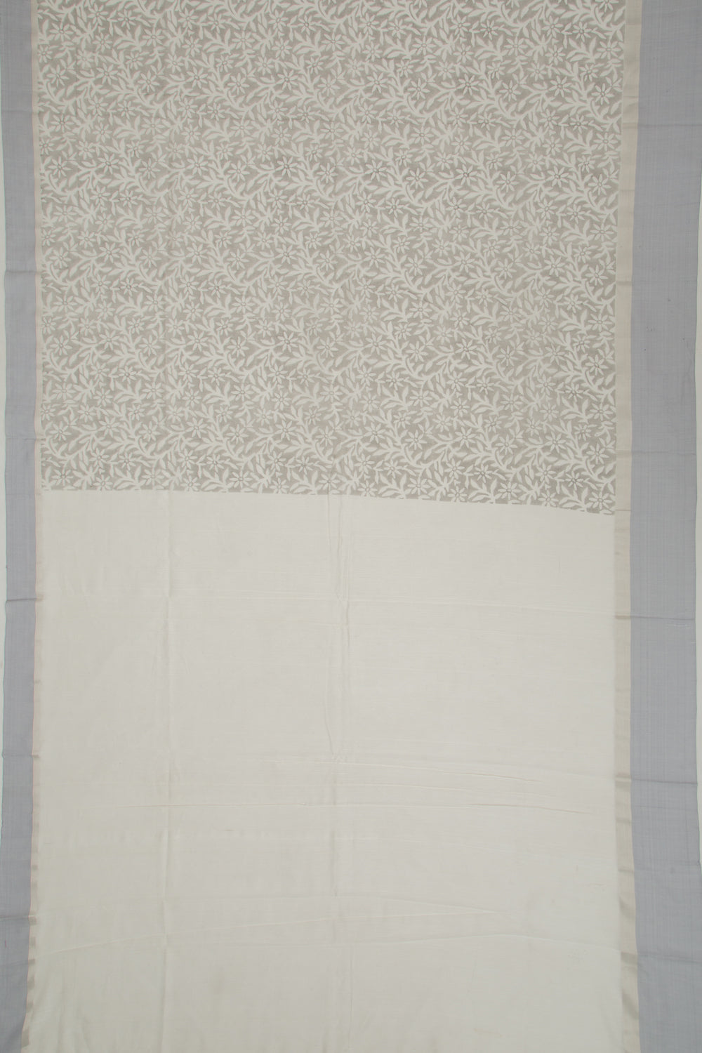 Chanderi Cotton Printed Black And White Saree