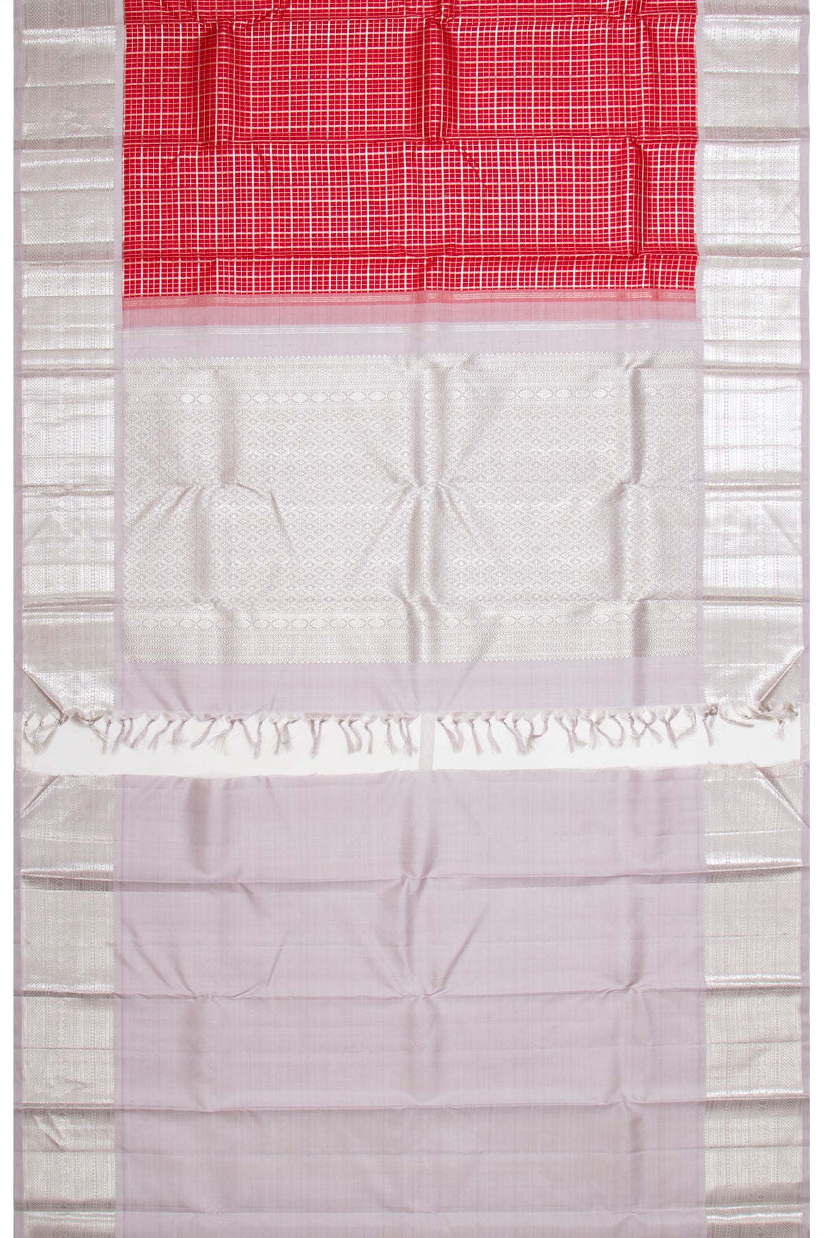 Kanchipuram Silk Checks Red Saree