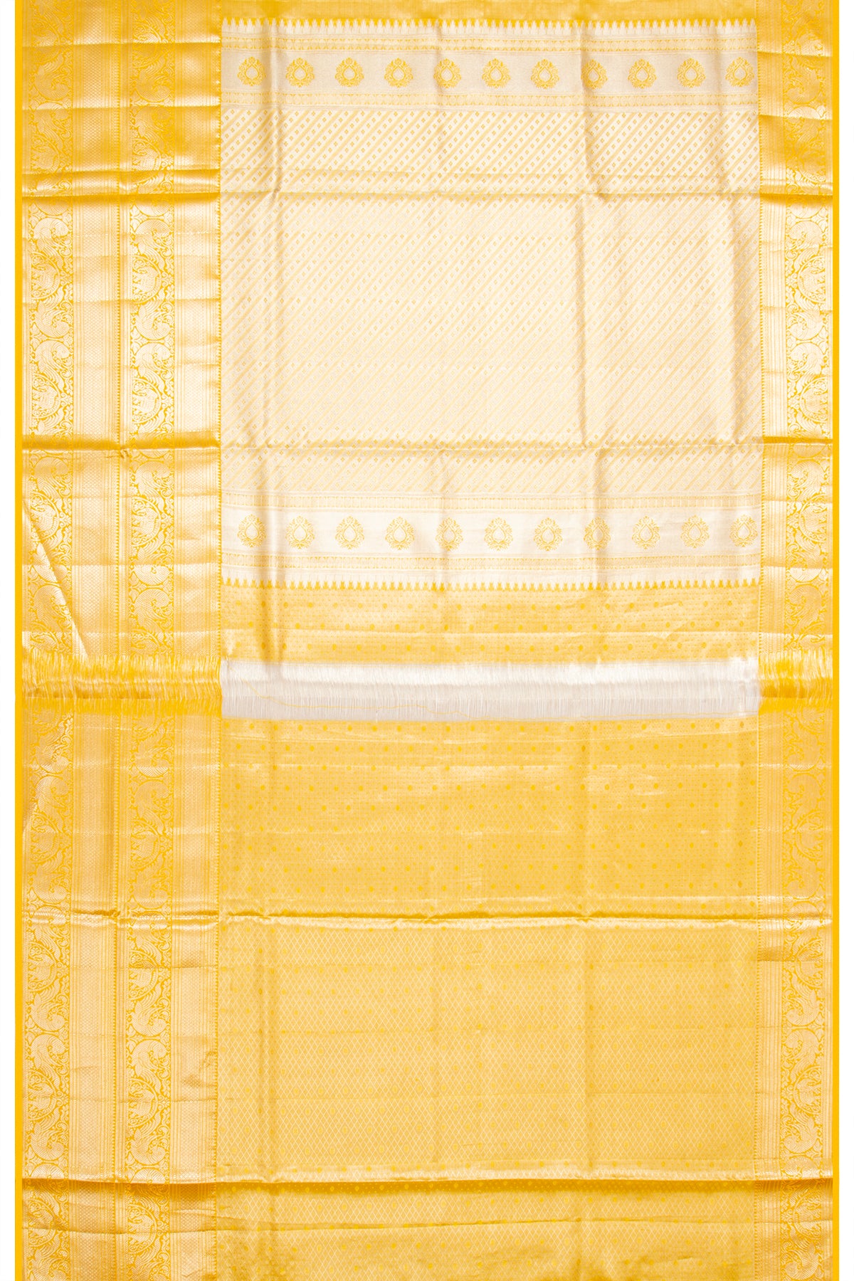 Taranga Kanchi Silk Tissue Brocade Silver Saree