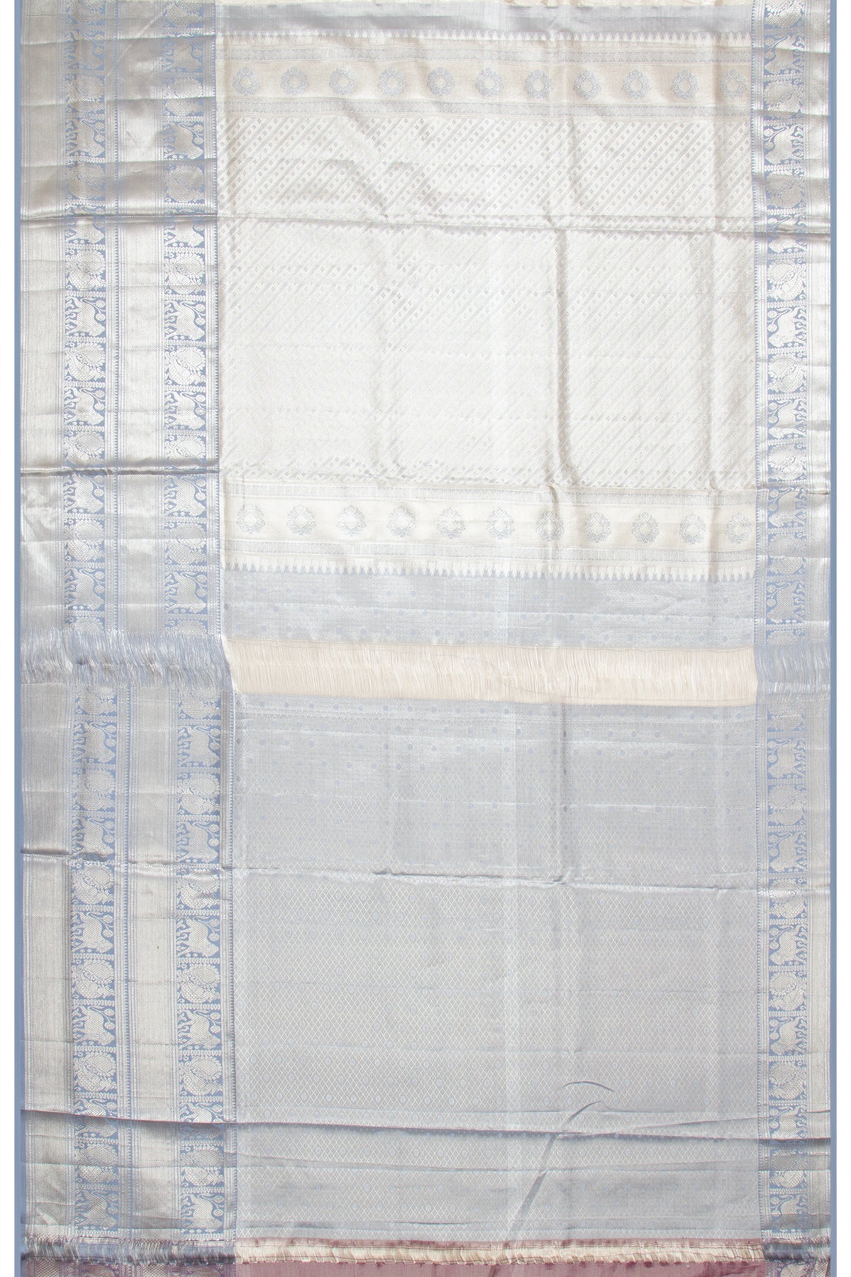 Taranga Kanchi Silk Tissue Jaal Silver Saree