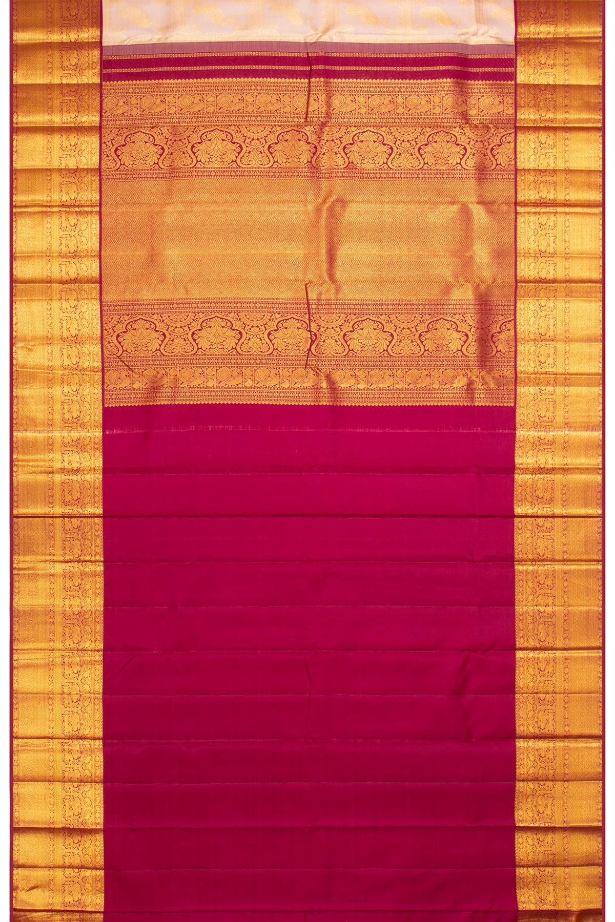 Kanchipuram Silk Jaal And Butta Peach Saree