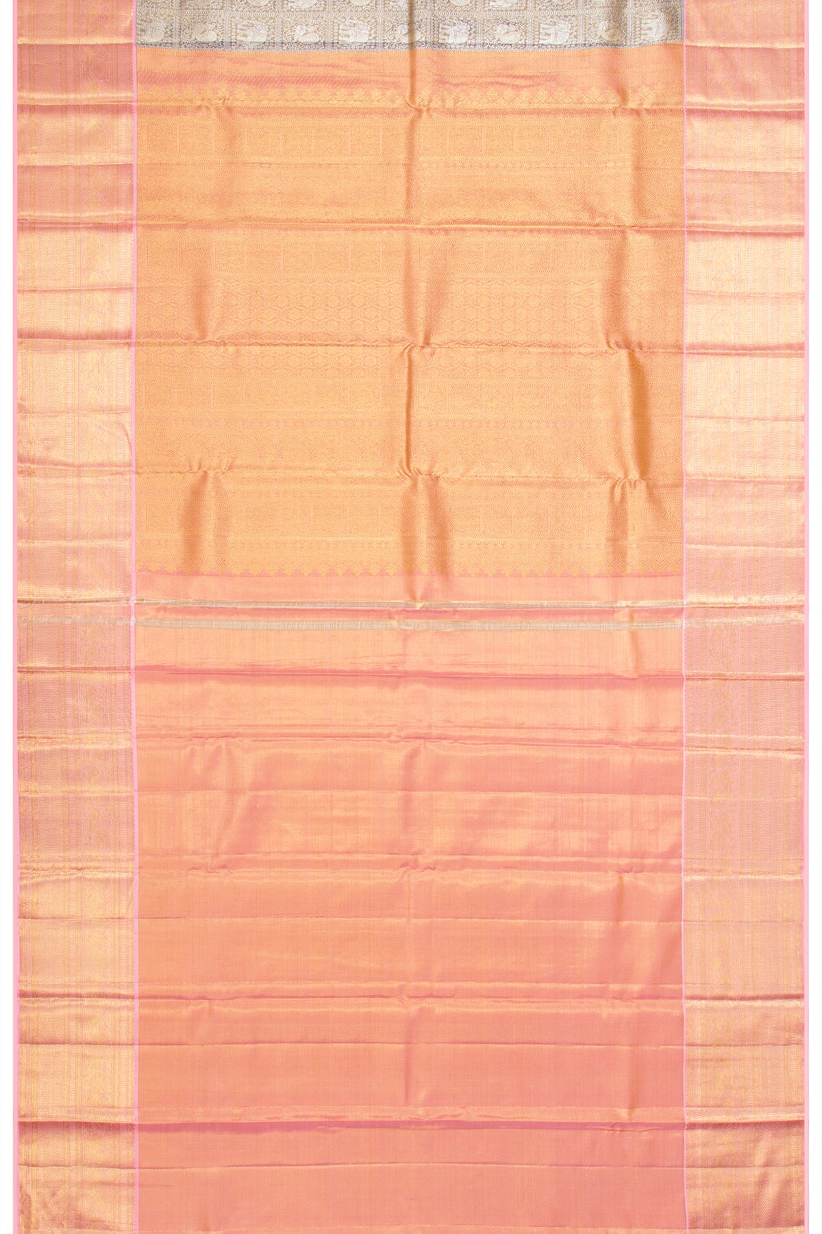 Kanchipuram Silk Tissue Brocade Grey Saree