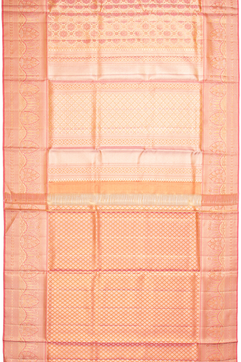 Kanchipuram Silk Tissue Brocade Pink Saree
