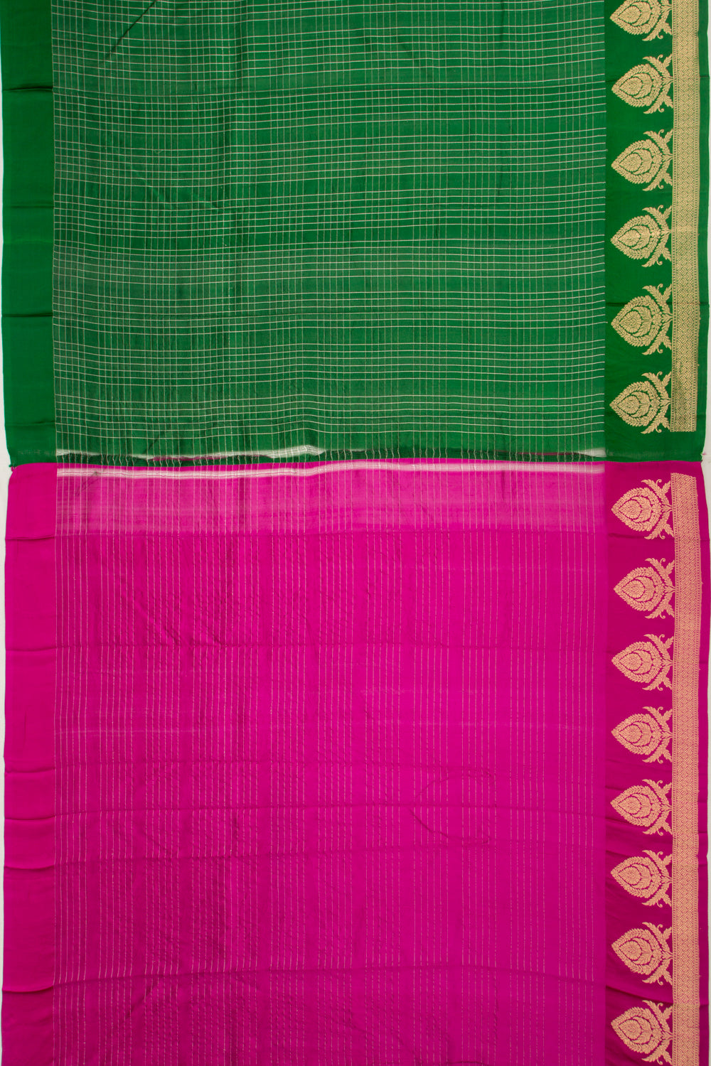 Banarasi Katan Silk Vertical Lines And Butta Green Saree
