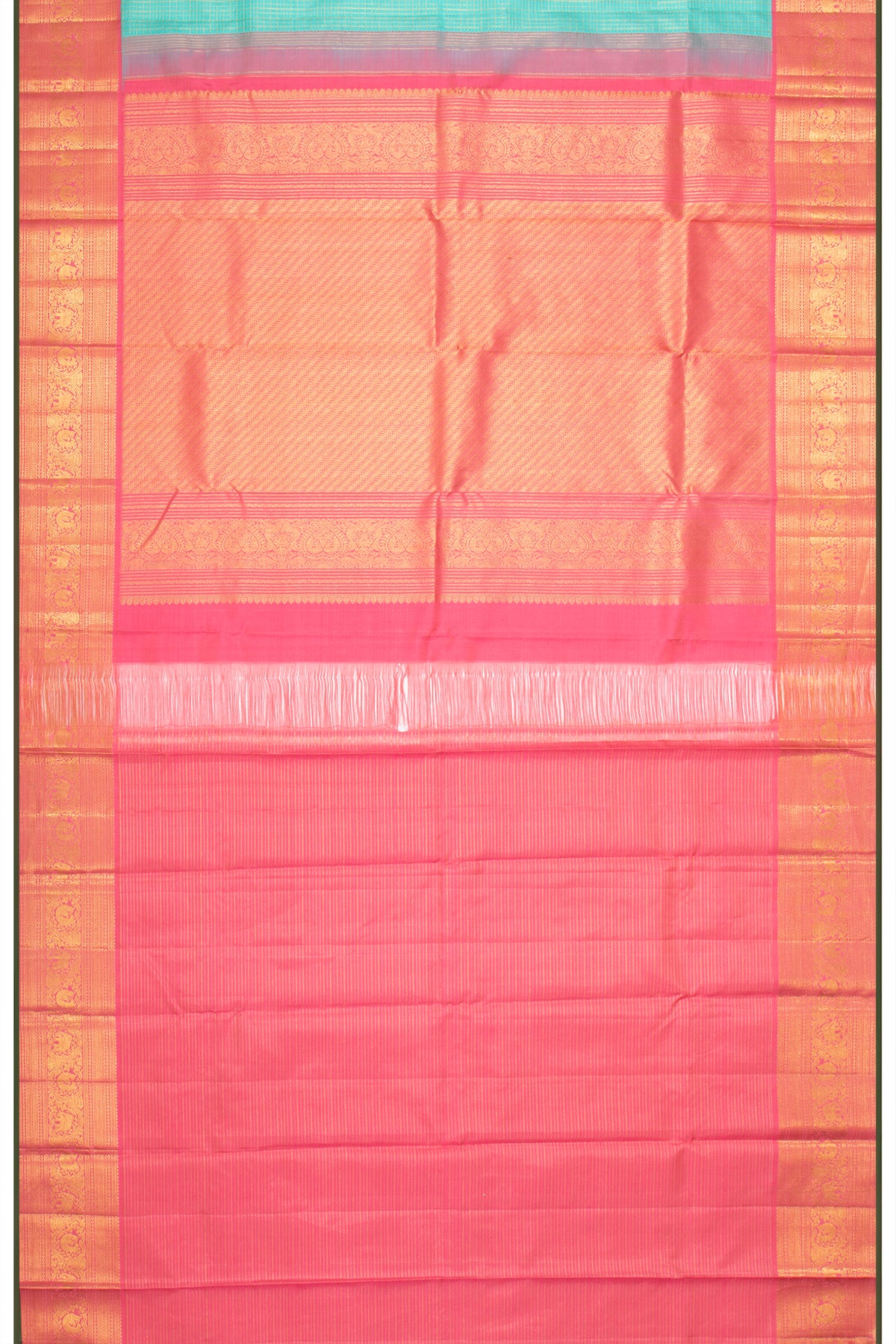 Kanchipuram Silk Checks And Butta Sky Blue Saree