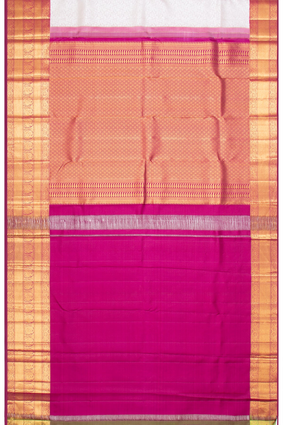 Kanchipuram Silk Brocade White Saree