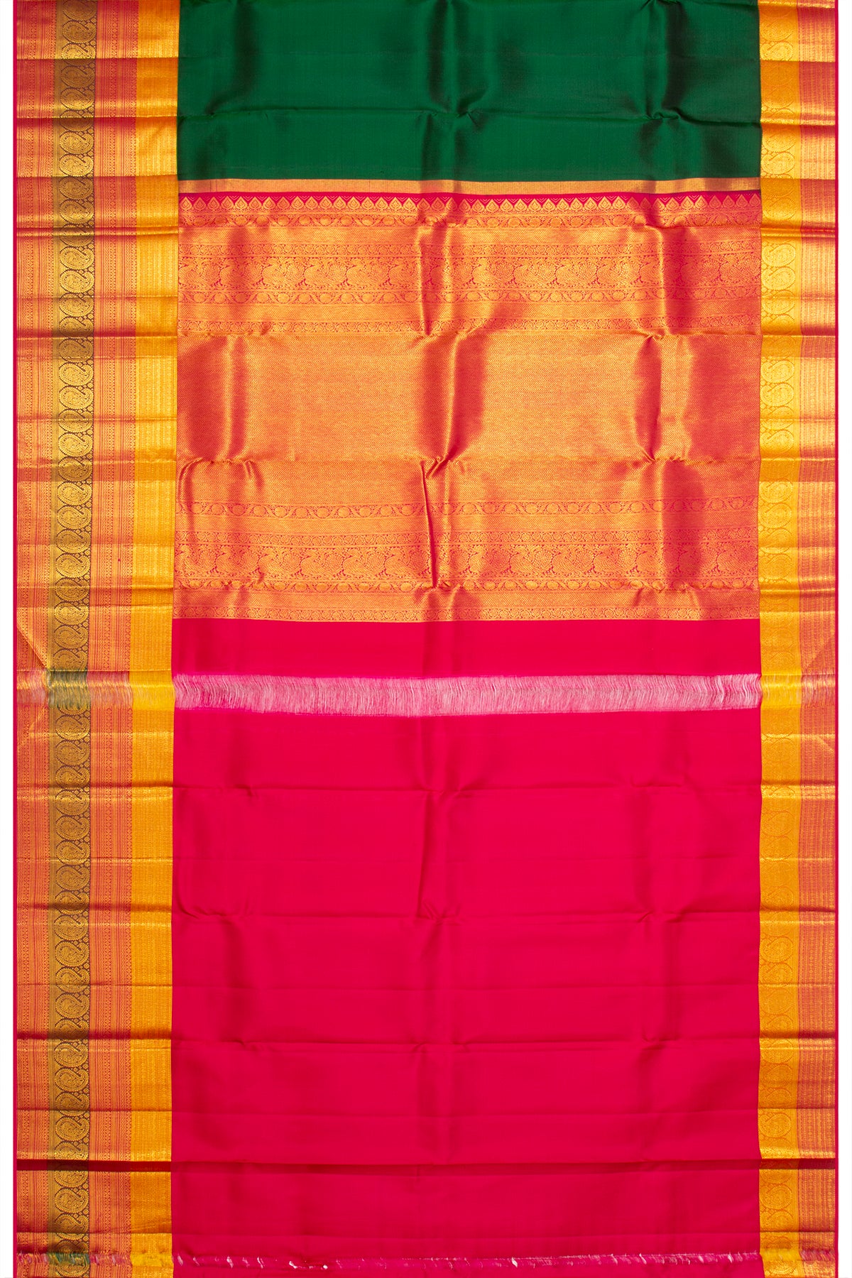 Kanchipuram Silk Butta Dark Green Saree