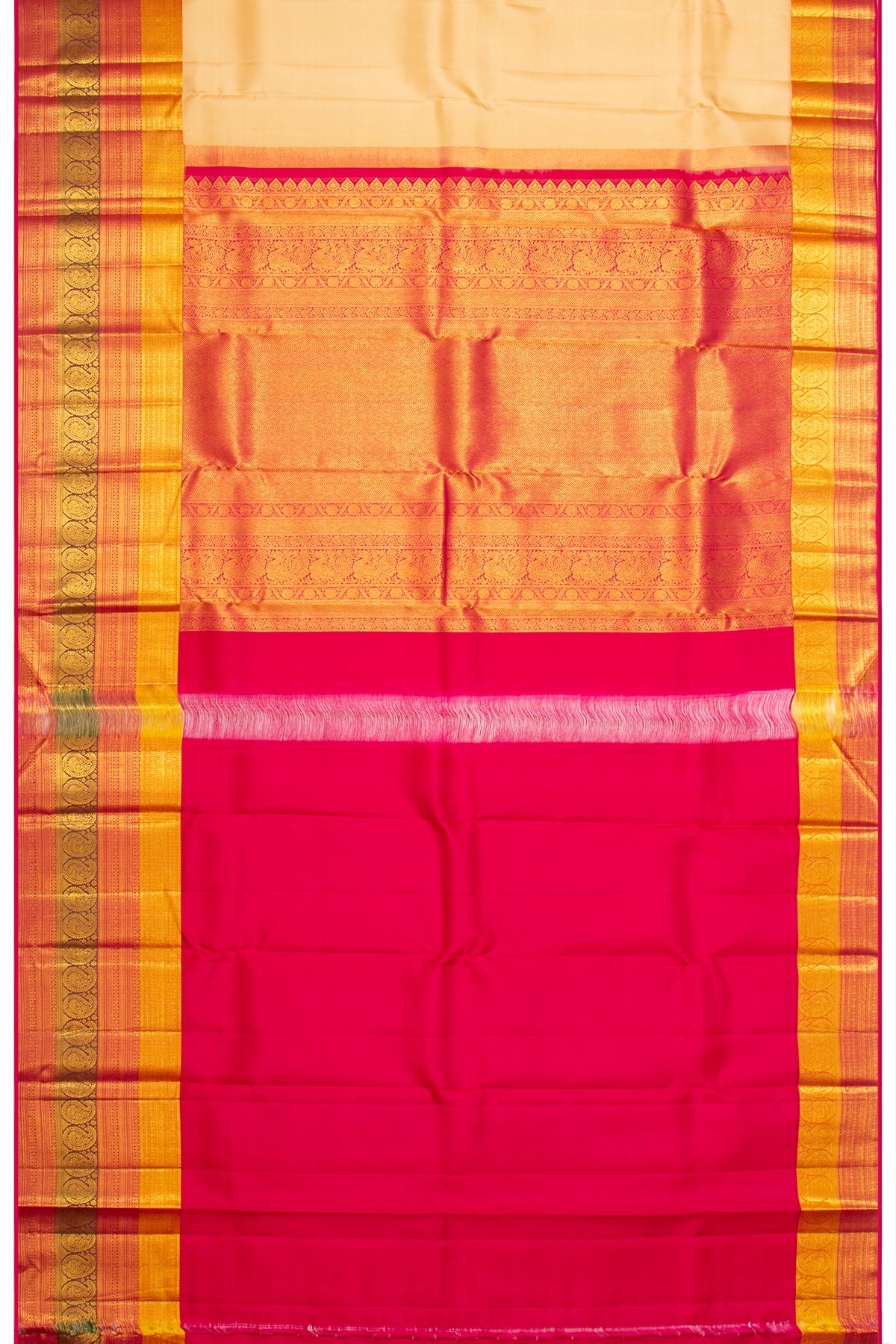 Kanchipuram Silk Plain Cream Saree