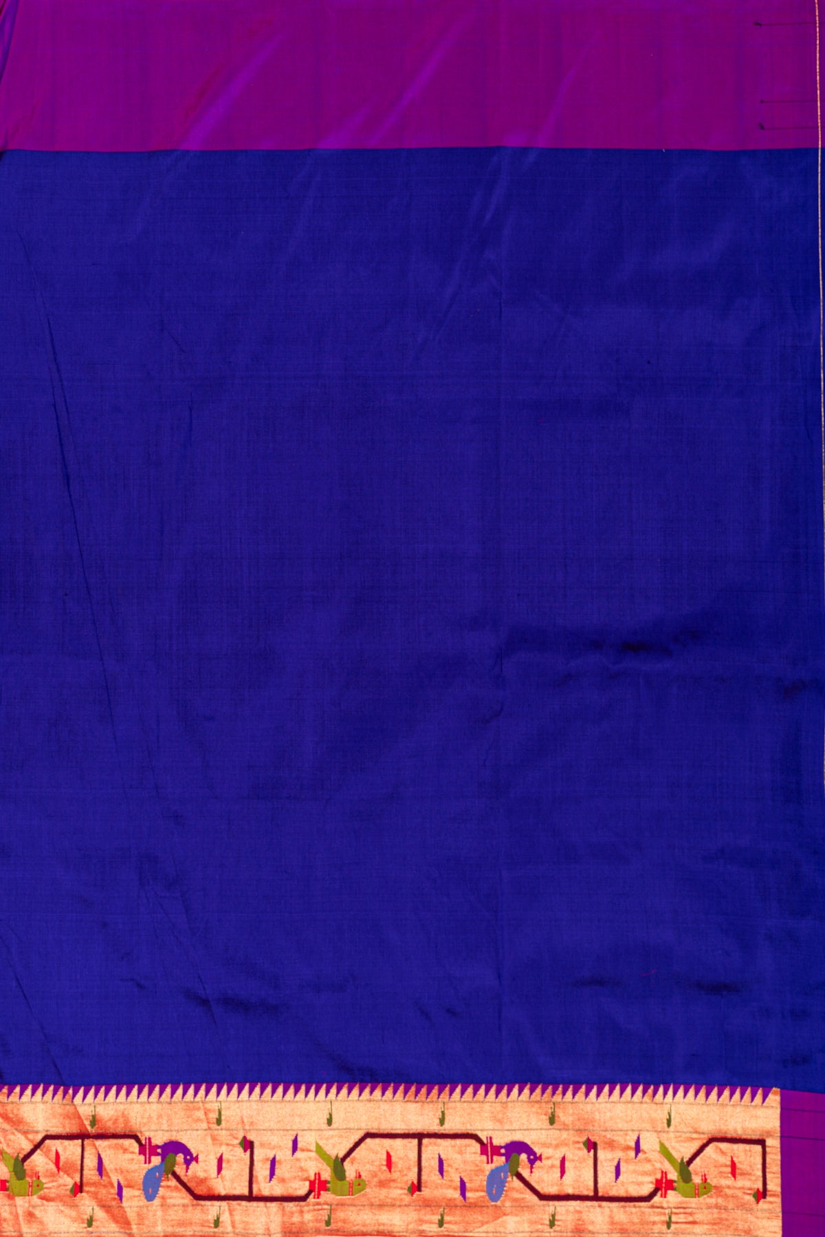 Paithani Silk Butta Royal Blue Saree With Akruthi Border
