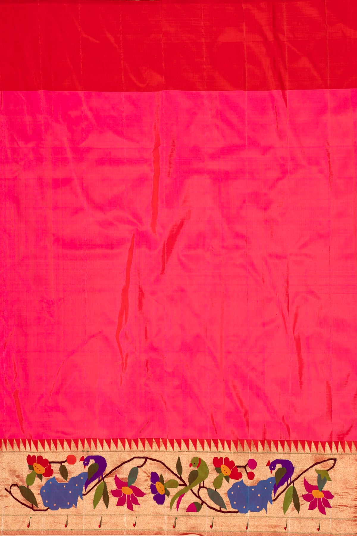 Paithani Silk Butta Pink Saree With Morachi Border