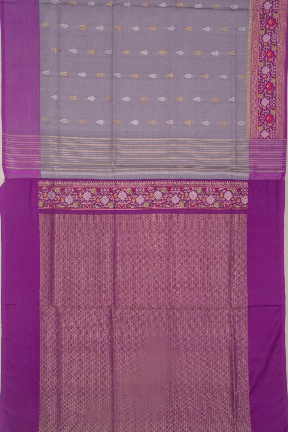 Banarasi Kora Organza Butta Grey Saree